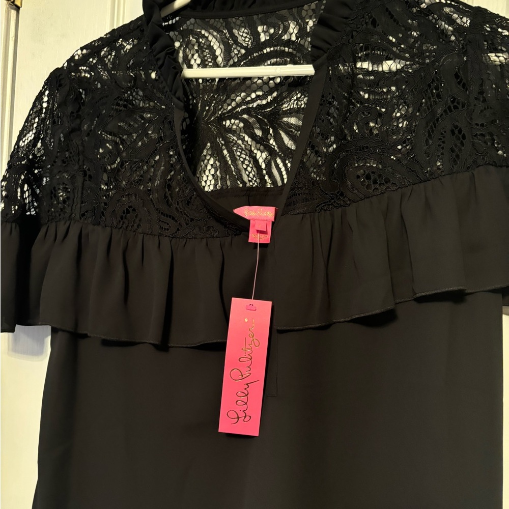 Lily Pulitzer NWT  black lace blouse SIZE large
